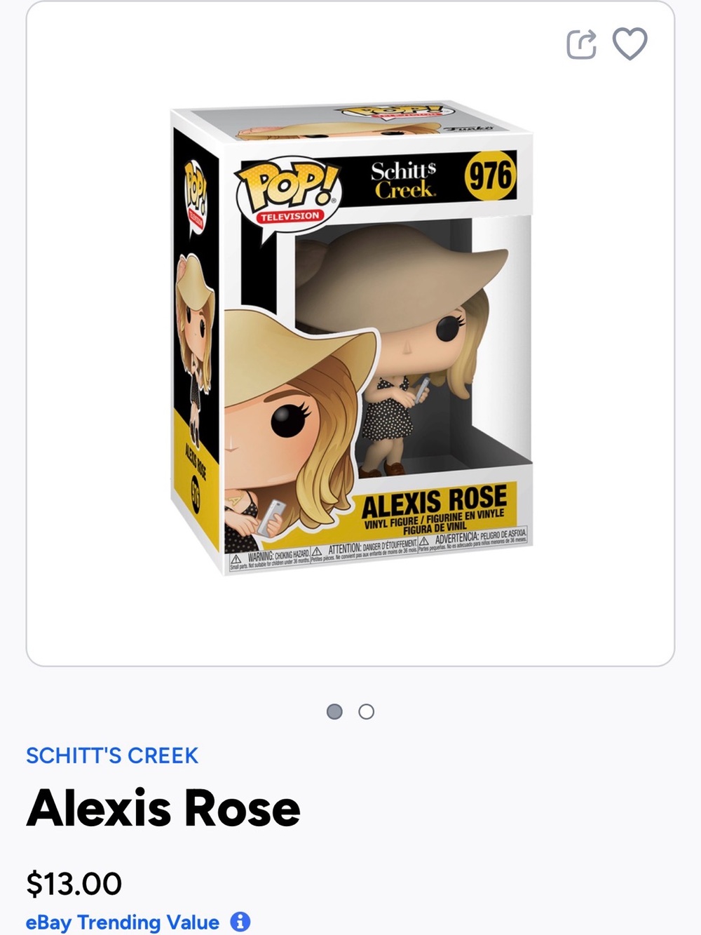 Funko Pop! Television Alexis Rose Vinyl Figure - Beige, Black, Yellow- 976